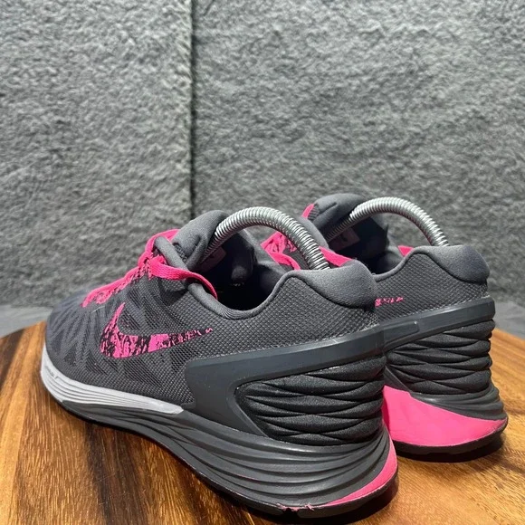 Nike LunarGlide 6 Women's Running Shoes Dark Gray Pink Athletic Sneakers Size 9 - Picture 8 of 12